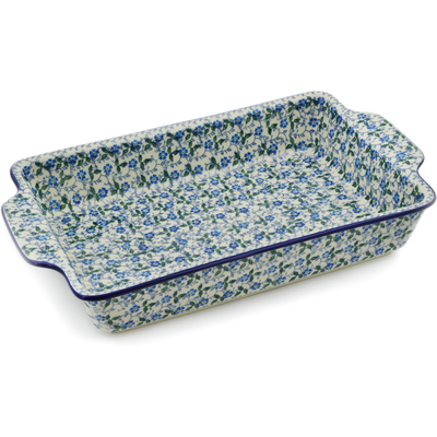Polish Pottery Rectangular Baker with Handles 15&quot; Summer Wind