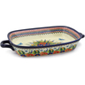 Polish Pottery Rectangular Baker with Handles 19&quot; Spring Splendor UNIKAT