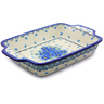 Polish Pottery Rectangular Baker with Handles 9&frac12;-inch Forget Me Not UNIKAT