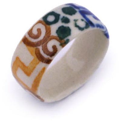 Polish Pottery Ring ~10.5 Grecian Sea