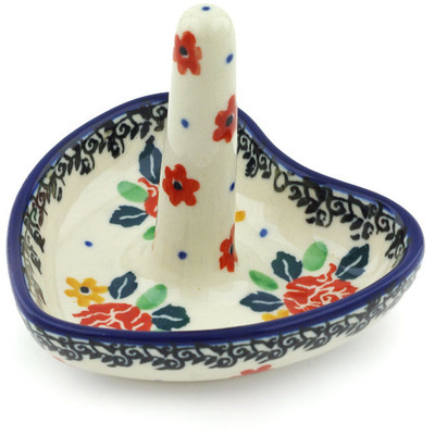 Polish Pottery Ring Holder 3&quot; Garden Party
