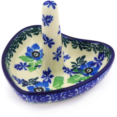 Polish Pottery Ring Holder 3&quot; Pretty In Blue