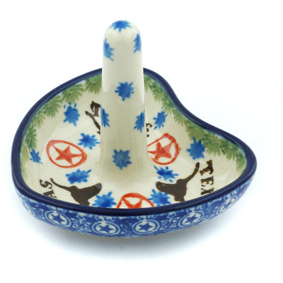 Polish Pottery Ring Holder 3&quot; State Of Texas