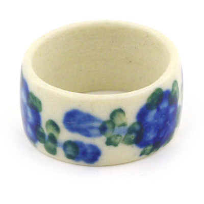 Polish Pottery Ring size 8 Blue Poppies