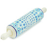 Polish Pottery Rolling Pin 13&quot; Blue Daisy Delight