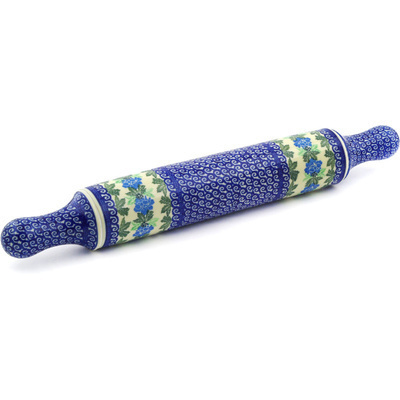 Polish Pottery Rolling Pin 18&quot; Swirls And Carnations