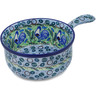 Polish Pottery Round Baker with Handles 10&quot; Blue Rooster UNIKAT