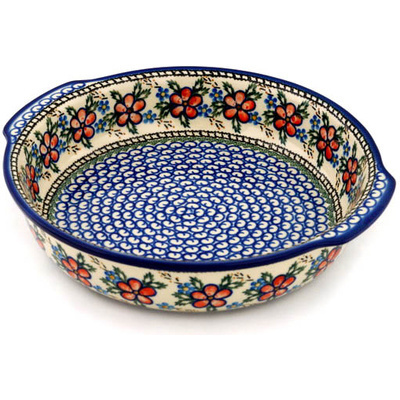Polish Pottery Round Baker with Handles 10&frac14;-inch Lancaster Rose