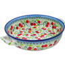 Polish Pottery Round Baker with Handles 10-inch Medium Cherry Sweet