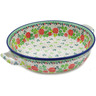 Polish Pottery Round Baker with Handles 10-inch Medium Clover Flower Wreath