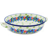 Polish Pottery Round Baker with Handles 10-inch Medium Countryside Floral Bloom