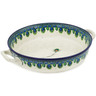 Polish Pottery Round Baker with Handles 10-inch Medium Peacock Feather