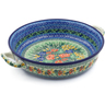 Polish Pottery Round Baker with Handles 10-inch Medium Splendid Meadow UNIKAT