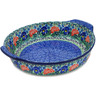 Polish Pottery Round Baker with Handles 10-inch Midnight Iris UNIKAT