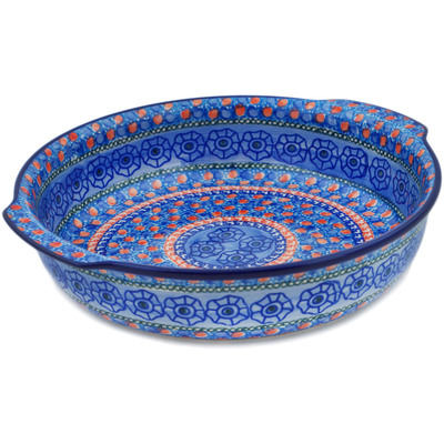 Polish Pottery Round Baker with Handles 10&frac14;-inch Midnight Tango UNIKAT