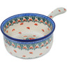 Polish Pottery Round Baker with Handles 10&quot; Pink Forget Me Not UNIKAT