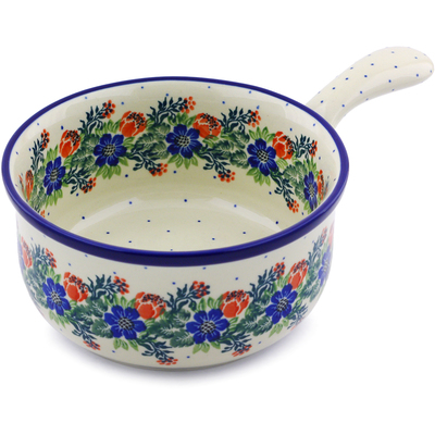 Polish Pottery Round Baker with Handles 10&quot; Polish Wreath