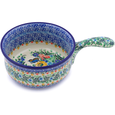 Polish Pottery Round Baker with Handles 10&quot; Sipping Nectar UNIKAT