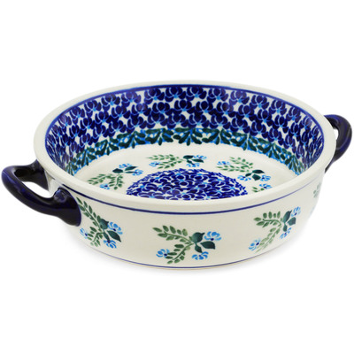 Polish Pottery Round Baker with Handles 6-inch Spring Bunch