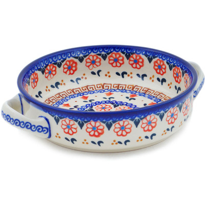 Polish Pottery Round Baker with Handles 8&quot; Amarillo