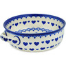 Polish Pottery Round Baker with Handles 8&quot; Blue Valentine Hearts