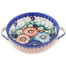 Polish Pottery Round Baker with Handles 8&quot; Butterfly Splendor