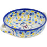 Polish Pottery Round Baker with Handles 8&quot; Delightful Snowfall