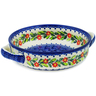 Polish Pottery Round Baker with Handles 8&quot; Elegant Garland