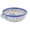 Polish Pottery Round Baker with Handles 8&quot; Hearts And Flowers