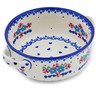 Polish Pottery Round Baker with Handles 8&quot; Hearts And Flowers