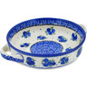 Polish Pottery Round Baker with Handles 8&quot; Lovely Blueberries