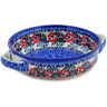 Polish Pottery Round Baker with Handles 8&quot; Red Wreath