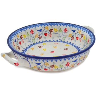 Polish Pottery Round Baker with Handles Medium Autumn&#039;s Arrival