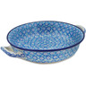 Polish Pottery Round Baker with Handles Medium Azul Field