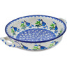 Polish Pottery Round Baker with Handles Medium Birdy Babies