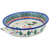 Polish Pottery Round Baker with Handles Medium Holiday Forest UNIKAT