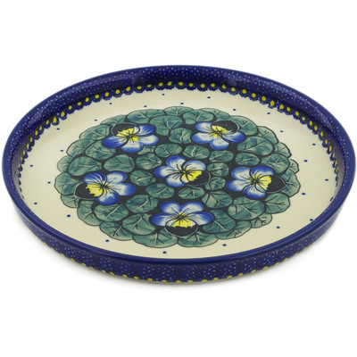 Polish Pottery Round Platter 10&quot; Flower In The Grass UNIKAT