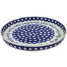 Polish Pottery Round Platter 10&quot; Peacock Forget-me-not