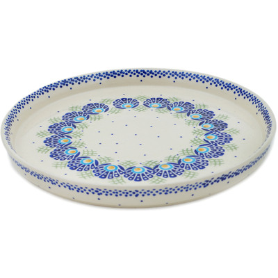 Polish Pottery Round Platter 10&quot; Tail Feathers