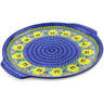 Polish Pottery Round Platter with Handles 13&quot; Pansies Field UNIKAT