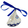 Polish Pottery Sailboat Ornament 3&quot; Peacock Forget-me-not