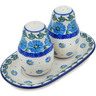 Polish Pottery Salt and Pepper 3-Piece Set Poppy Circle