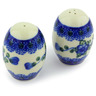 Polish Pottery Salt and Pepper Set 2&quot; Blue Poppies