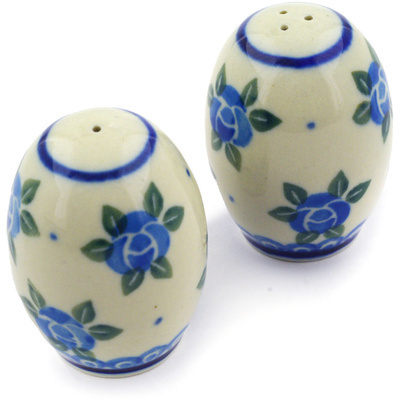 Polish Pottery Salt and Pepper Set 2&quot; Cabbage Rose