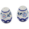 Polish Pottery Salt and Pepper Set 2&quot; Peacock Forget-me-not