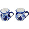 Polish Pottery Salt and Pepper Set 4&quot; Cobalt Butterflies UNIKAT