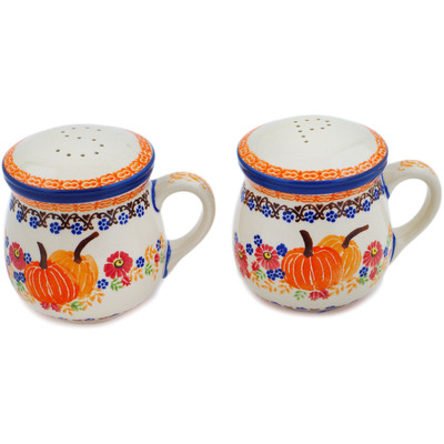 Polish Pottery Salt and Pepper Set 4&quot; Fall Assortment UNIKAT