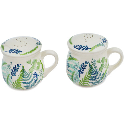 Polish Pottery Salt and Pepper Set 4&quot; Fern Frenzy UNIKAT