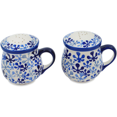 Polish Pottery Salt and Pepper Set 4&quot; Flower Clouds UNIKAT