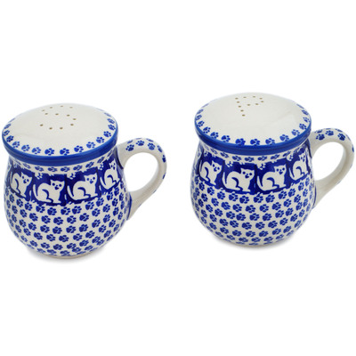 Polish Pottery Salt and Pepper Set 4&quot; Meow